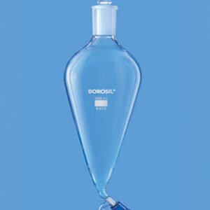 SEPARATING FUNNEL, PEAR SHAPE With Boroflo Stopcock And I/C Glass Stopper
